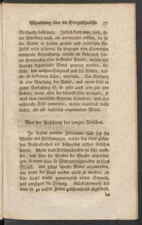 Von der Ansetzung des jungen Fleisches