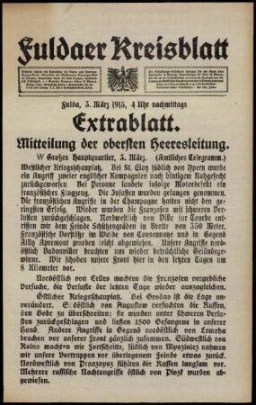 Zweite Ausgabe vom Mittwoch, den 03. März 1915.