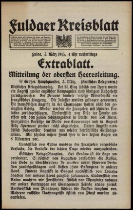 Zweite Ausgabe vom Mittwoch, den 03. März 1915.