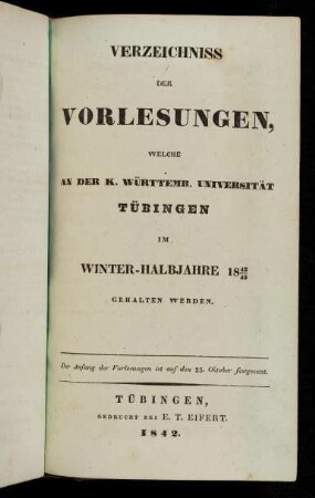 Vorlesungsverzeichnis 1842/43