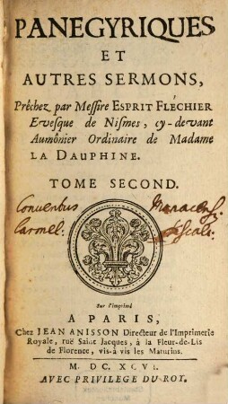 Panegyriques Et Autres Sermons, Tome Second