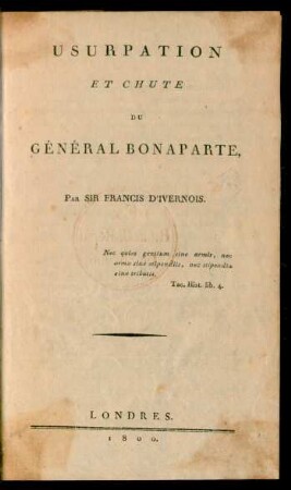 Usurpation Et Chute Du Général Bonaparte