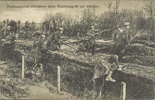 Französische Infanterie beim Sturmangriff vor Verdun