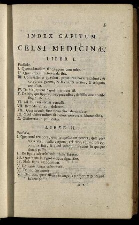 Index Capitum Celsi Medicinæ.