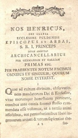 [Hauptteil: Leges et statuta communia studiosis in Universitate Fuldensi]