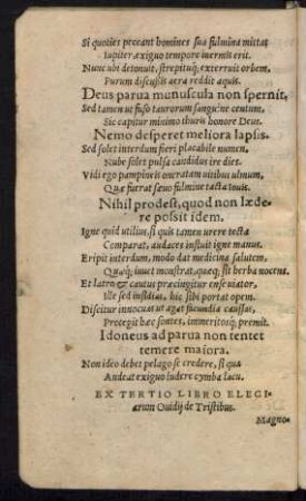 Ex Tertio Libro Elegiarum Ovidii de Tristibus.