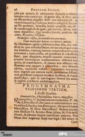 Progymnasma Vigesimum Tertium. Libelli scuriles.
