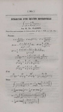 Intégration d´une équation différentielle.