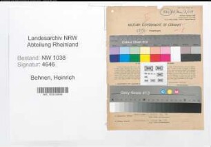 Entnazifizierung Heinrich Behnen , geb. 20.08.1905 (Lokfuehrer)