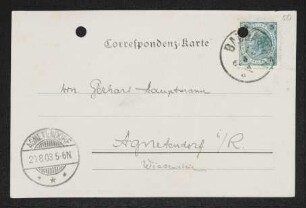Brief von Paul Jonas an Gerhart Hauptmann