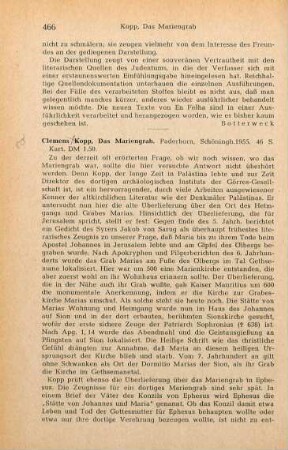 466-467 [Rezension] Kopp, Clemens, Das Mariengrab