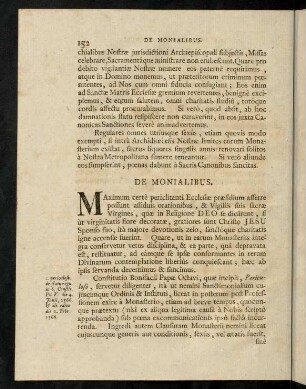 152-172, De Monialibus; De Archidiaconis Dioecesanis