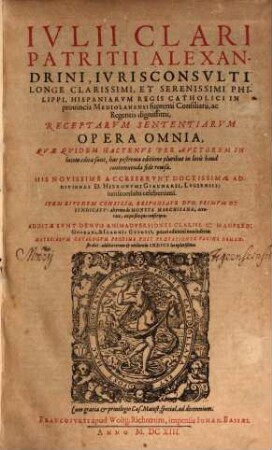 Opera omnia Receptarum Sententiarum ...