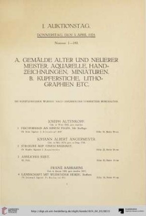 I. Auktionstag (Nr. 1-180)
