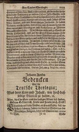 Bedencken über die Deutsche Theologia.