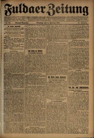 Erste Ausgabe vom Dienstag, den 02. Februar 1915.