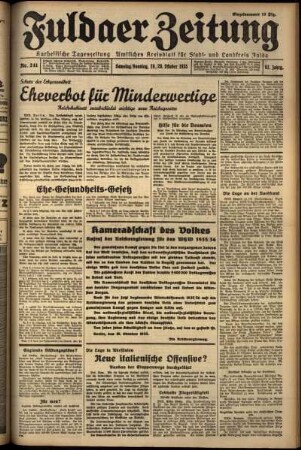 Erste Ausgabe vom Sonntag, den 20. Oktober 1935.