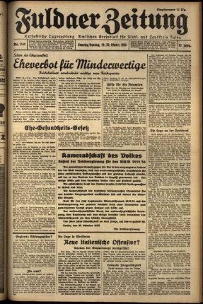 Erste Ausgabe vom Sonntag, den 20. Oktober 1935.