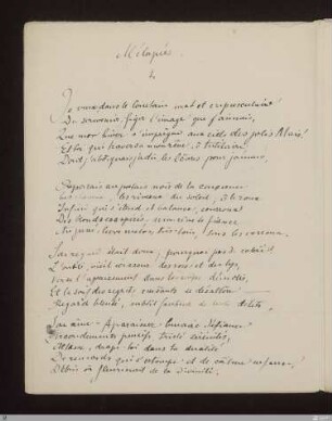 I. Je veux, dans le lointain mat et crépusculaire