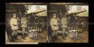 Soldaten am 12 cm Geschütz, Vogesen