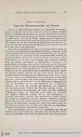 1: Allgemeine Kunstwissenschaft und Ästhetik