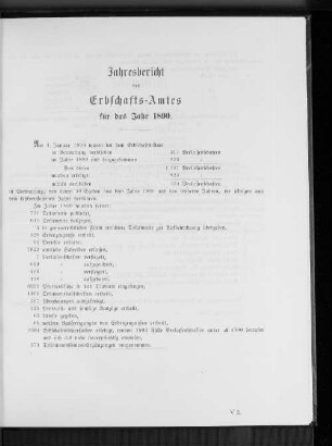 Jahresbericht der Erbschafts-Amtes für das Jahr 1890.