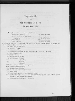Jahresbericht der Erbschafts-Amtes für das Jahr 1890.
