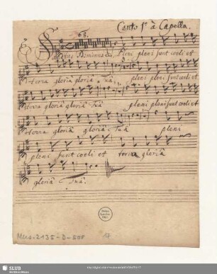 Canto 1[m]o à Capella.