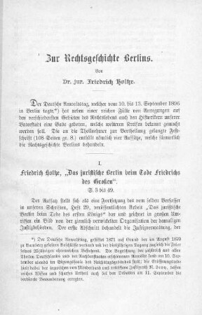 Zur Rechtsgeschichte Berlins