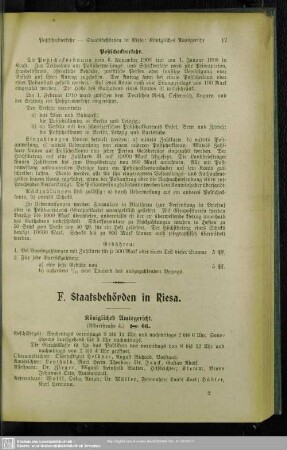 F. Behördenverzeichnis : F. Staatsbehörden in Riesa