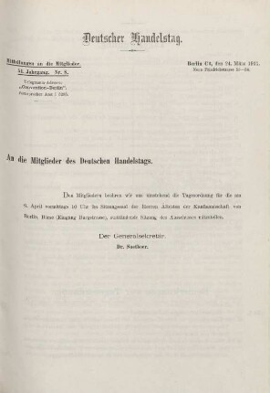 51. Jahrg. Nr. 8., ... den 24. März 1911