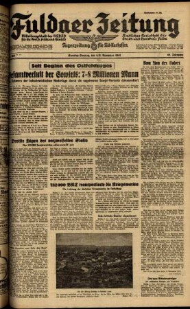 Ausgabe vom Samstag, den 08. November 1941.