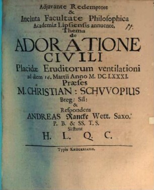 Thema de adoratione civili