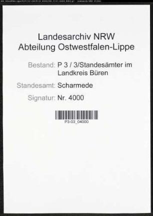 Heiratsregister Standesamt Scharmede