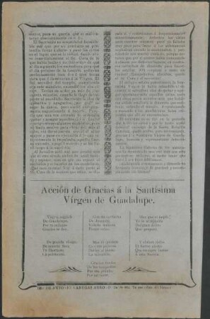 Acción de gracias á la Santísima Vírgen de Guadalupe : José Guadalupe