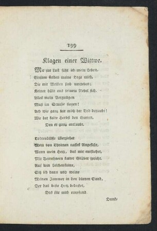 Klagen einer Wittwe.