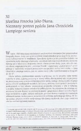 XI. Józefina Potocka jako Diana. Nieznany portret pędzla Jana Chrzciciela Lampiego seniora