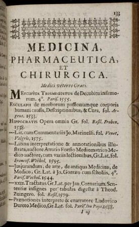 Medicina, Pharmaceutica, Et Chirurgica.