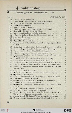 4. Auktionstag Donnerstag, den 22. Oktober 1936, ab ½ 3 Uhr (Nr. 1126-1500)