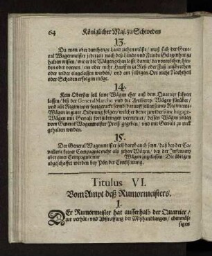 Titulus VI. Von des Rumormeisters Ampt
