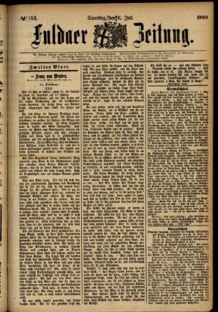 Zweite Ausgabe vom Samstag, den 06. Juli 1889.