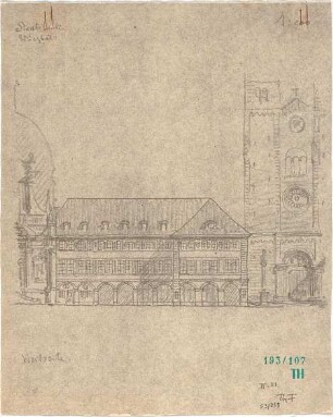 Fischer, Theodor; Würzburg, Münsterplatz; Sparkasse - Westseite (Ansicht)