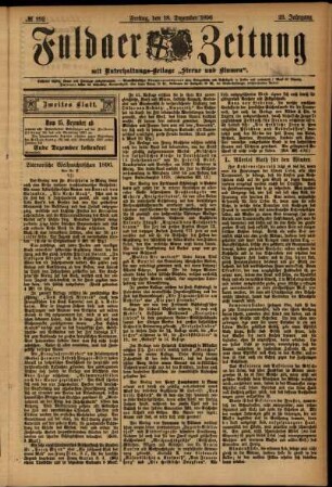 Zweite Ausgabe vom Freitag, den 18. Dezember 1896.