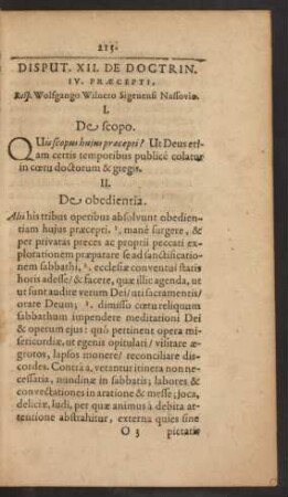 Disput. XII. De Doctrin. IV. Praecepti, ...