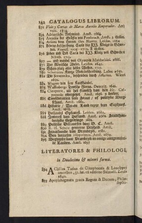 142-154, Literatores & Philologi in Duodecimo & minori forma - Antiquarii & Numismarici, ut & Symbolorum ac Emblematum Scriptores in Duodecimo & minori forma