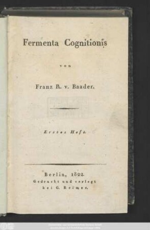 H. 1: Fermenta Cognitionis