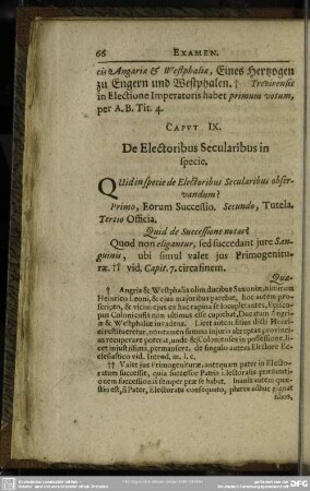 Caput IX. De Electoribus Secularibus in specie