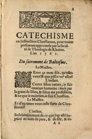 Catechisme ou Instruction chrèstienne