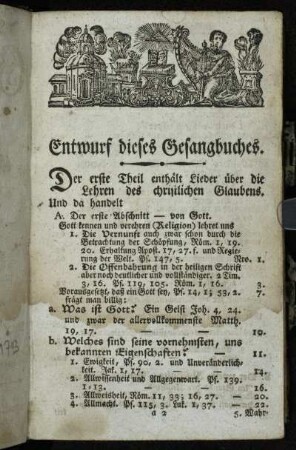 Entwurf dieses Gesangbuches.