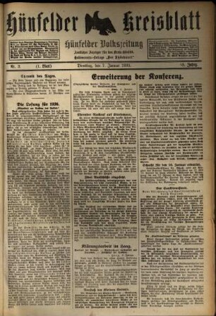 Erste Ausgabe vom Dienstag, den 07. Januar 1930.